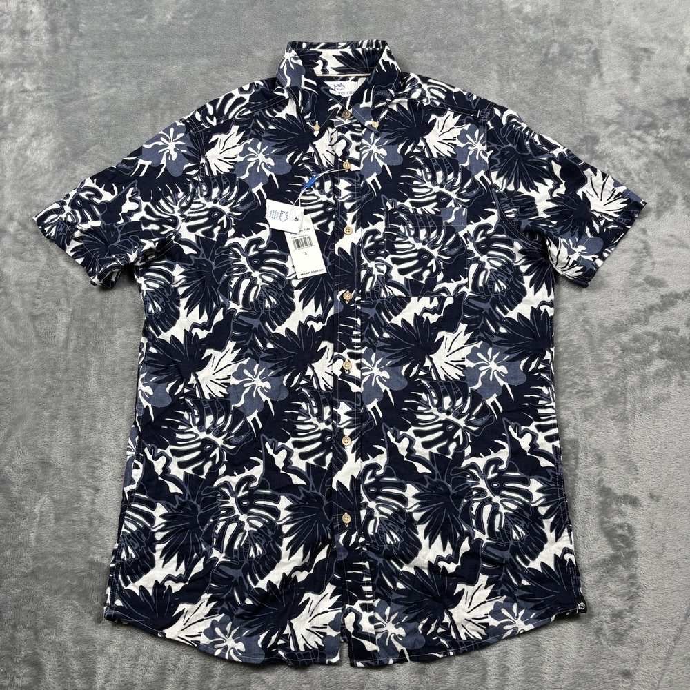 Southern Tide Grand Palms Button Up Shirt Linen Blend Men's Size Small